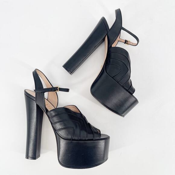 Gucci Black Malaga Kid Keyla Platform Ankle Strap Open Toe Sandal Heel EU 39 - Picture 4 of 15